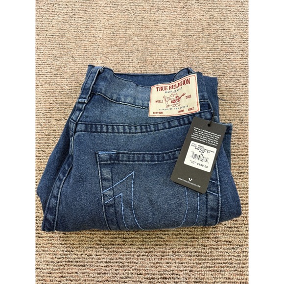 True Religion Mens Ricky Big T No Flap Size 36/33 Relaxed Straight Blue 700227 - Picture 1 of 12